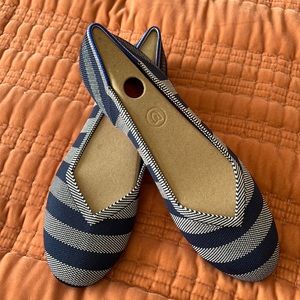 Rothy’s Big stripe navy/white Riviera flat
